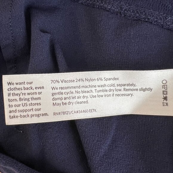 Eileen Fisher System Washable Stretch Crepe‎ Slim Ankle Pant Size XS Navy Blue - Picture 7 of 11